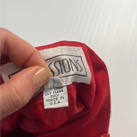 Vintage high waisted rise red 100% linen Shorts pin up - Picture 7 of 7